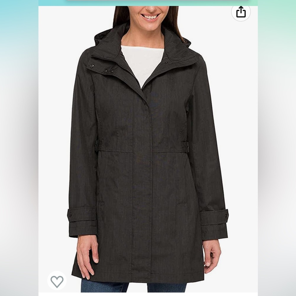 Kirkland signature rain trench coat; charcoal; size small